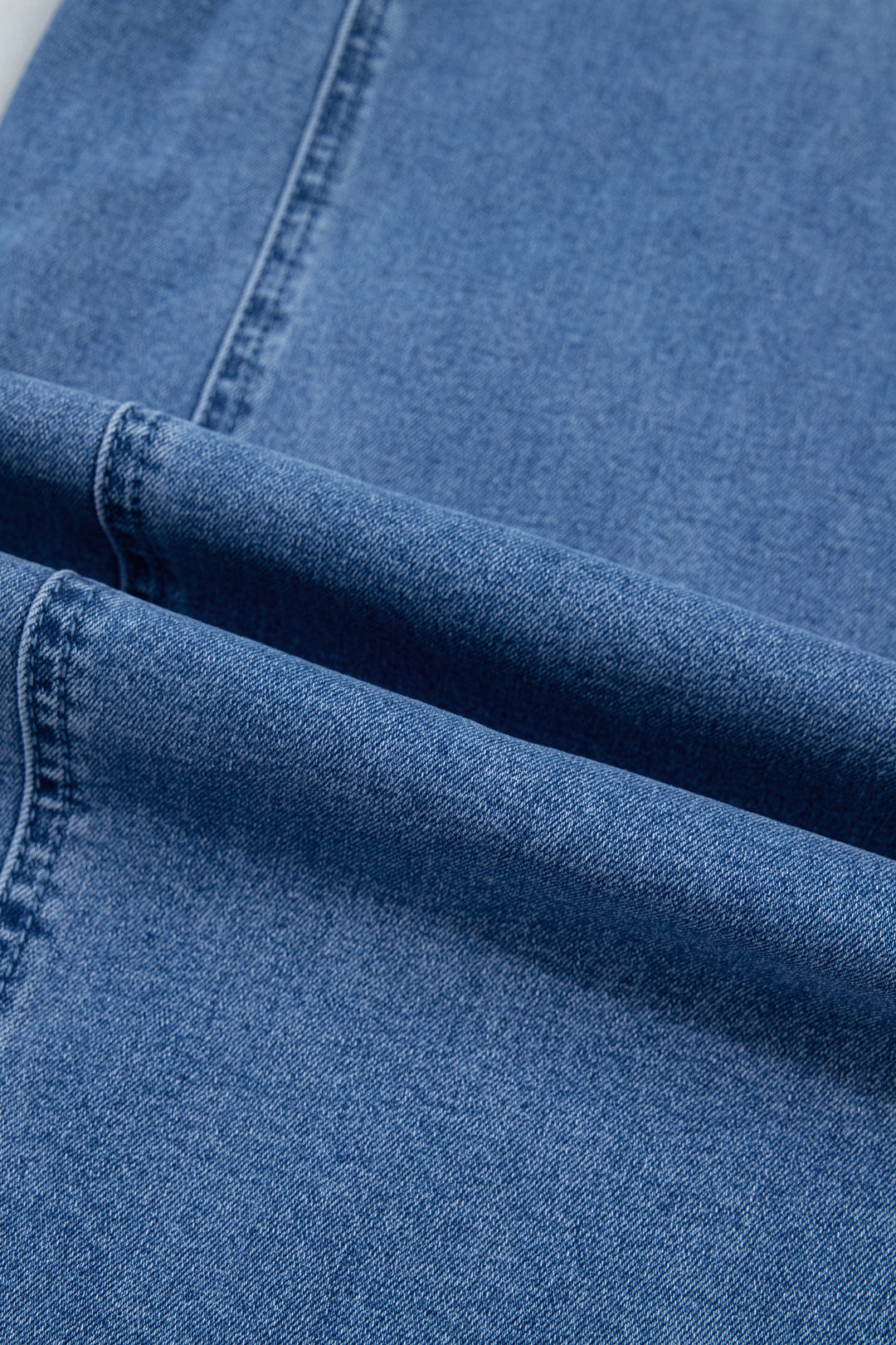 Beau Blue Solid Patchwork Grommet Tie Waist Loose Ankle-Length Jeans