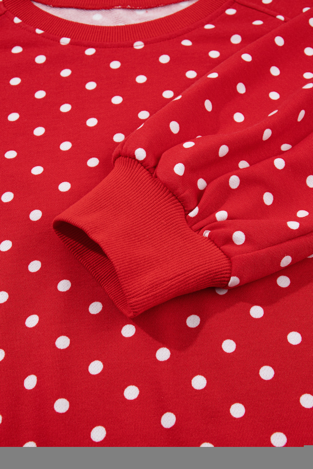 Red Polka Dot Drawstring Wide Leg Long Sleeve Top Pant Set