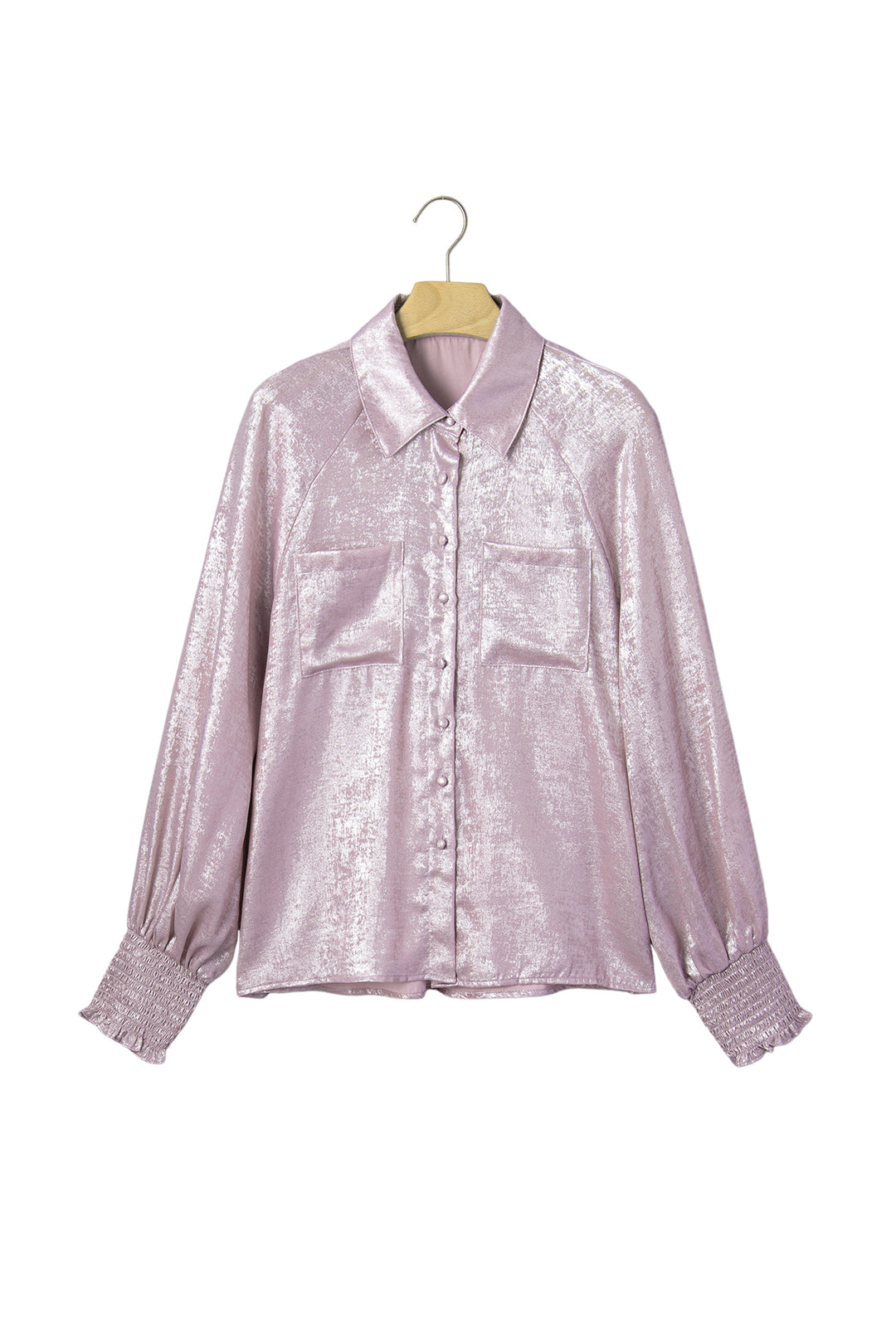 Delicacy Long Sleeve Button Front Ruffle Cuffs Back Paneling Shirt