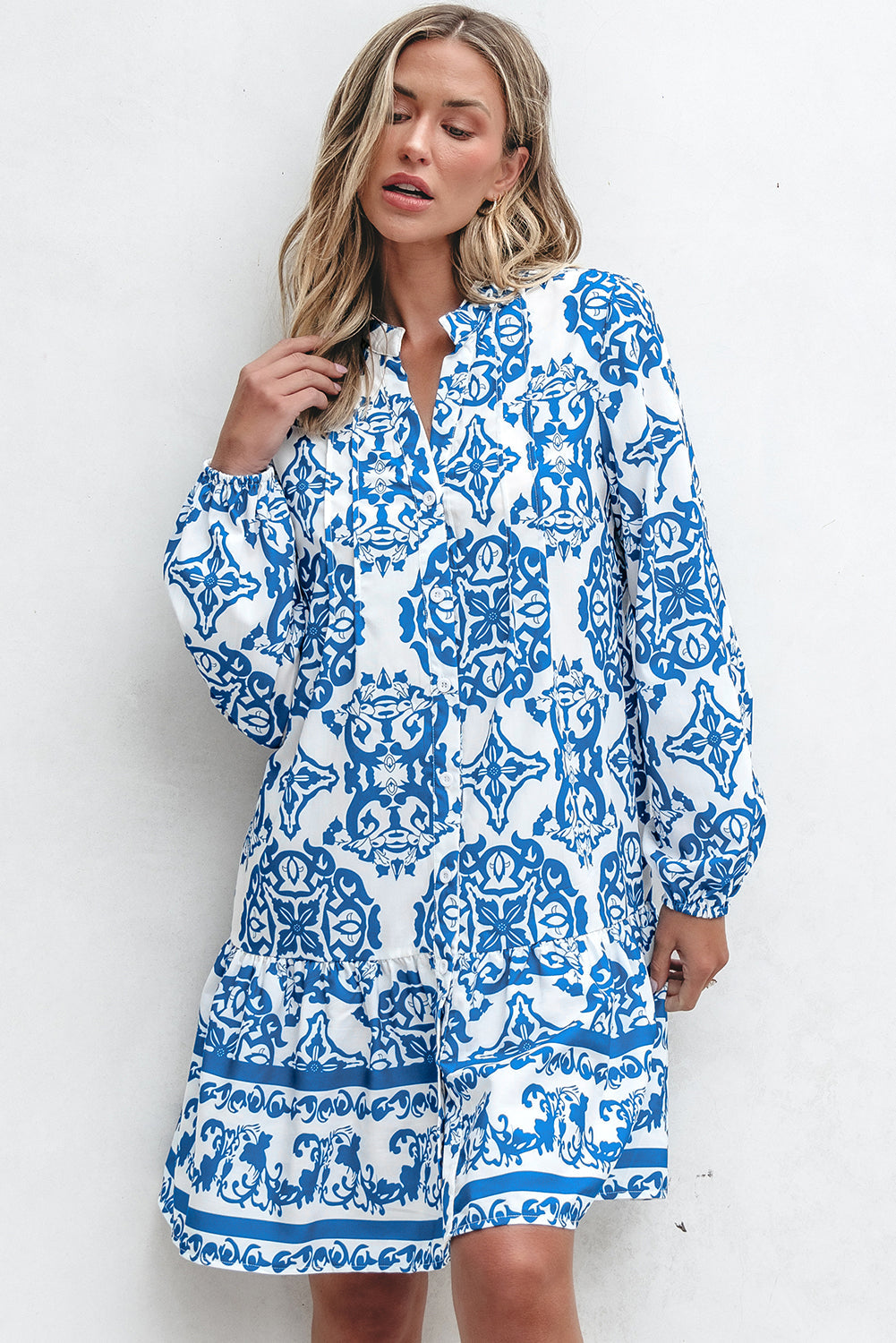 Adalynn Tribal Button Up Loose Mini Dress