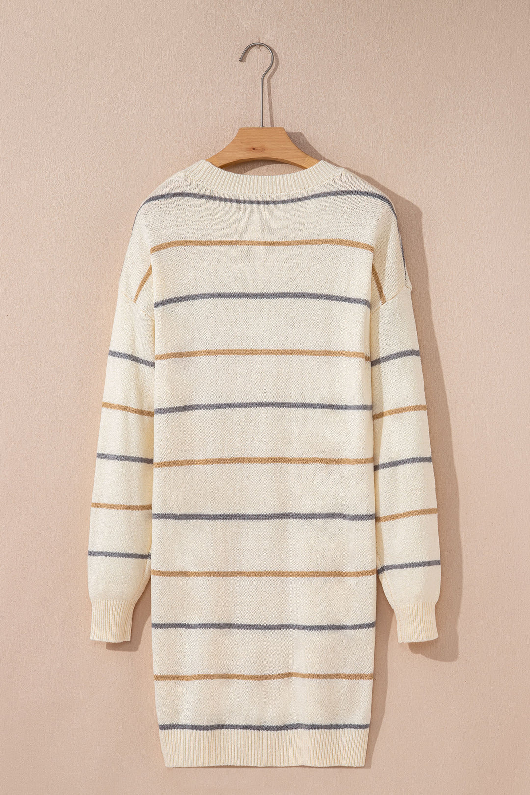Multicolour Striped Print Drop Shoulder Shift Sweater Mini Dress