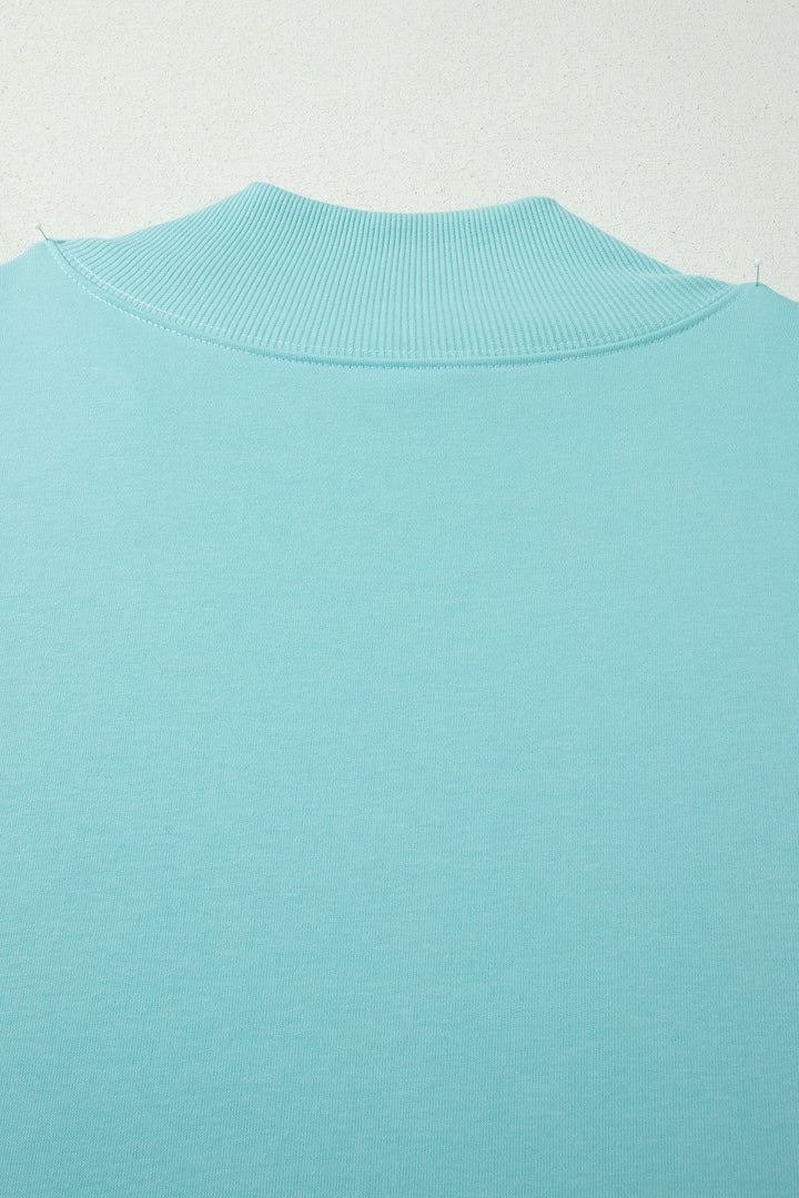 Mint Green Plus Size High Neck Cap Sleeve Top
