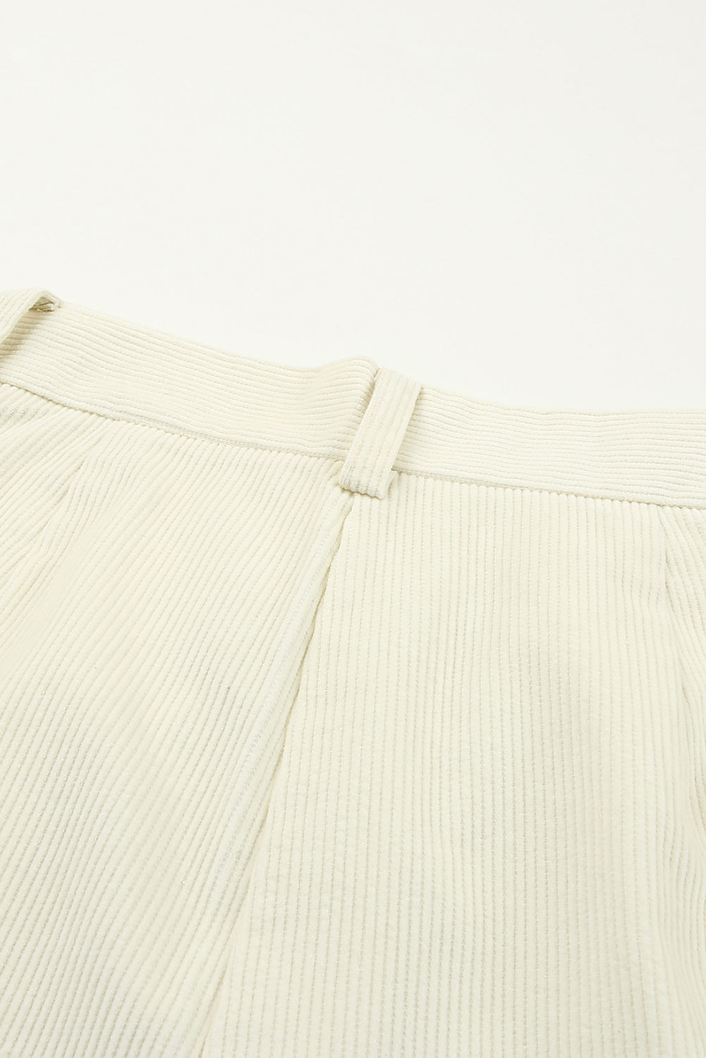 Beige Corduroy High Waist Straight Leg Pants