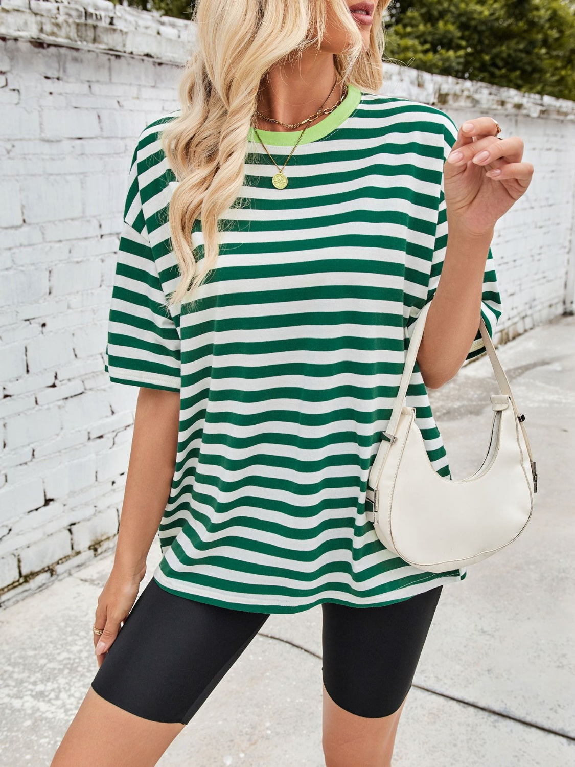 Lovelet Striped Round Neck Half Sleeve T-Shirt