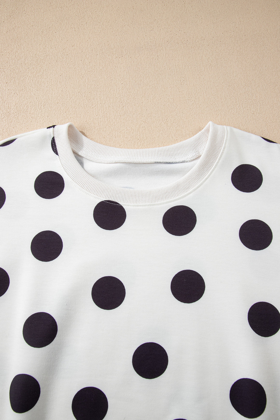 Sky Blue Polka Dot Print Drop Shoulder Pullover Drawstring Shorts Set