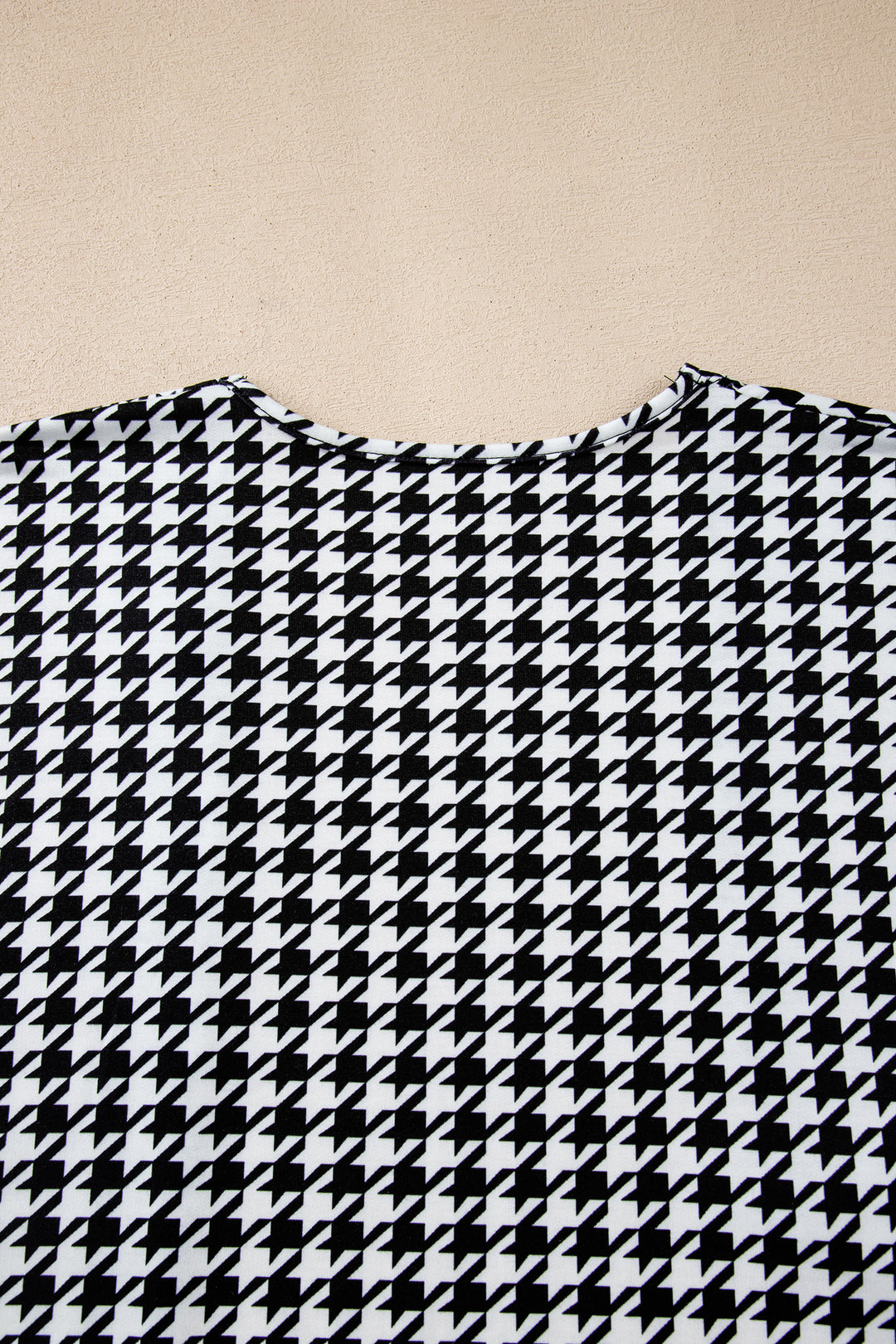 Black Houndstooth Print Open Front Long Dolman Kimonos