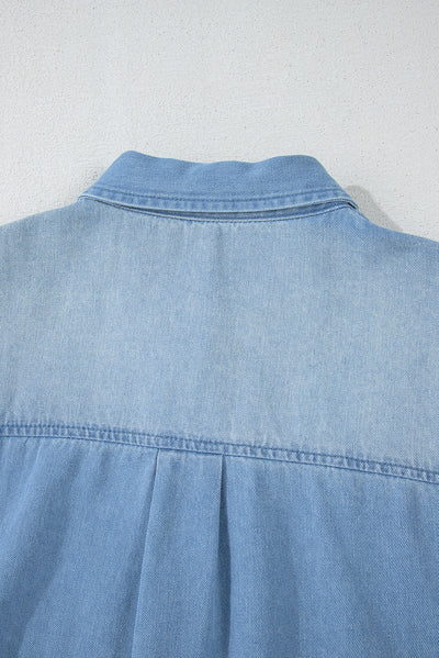 Beau Blue Risen Medium Washed Denim Shirt Dress