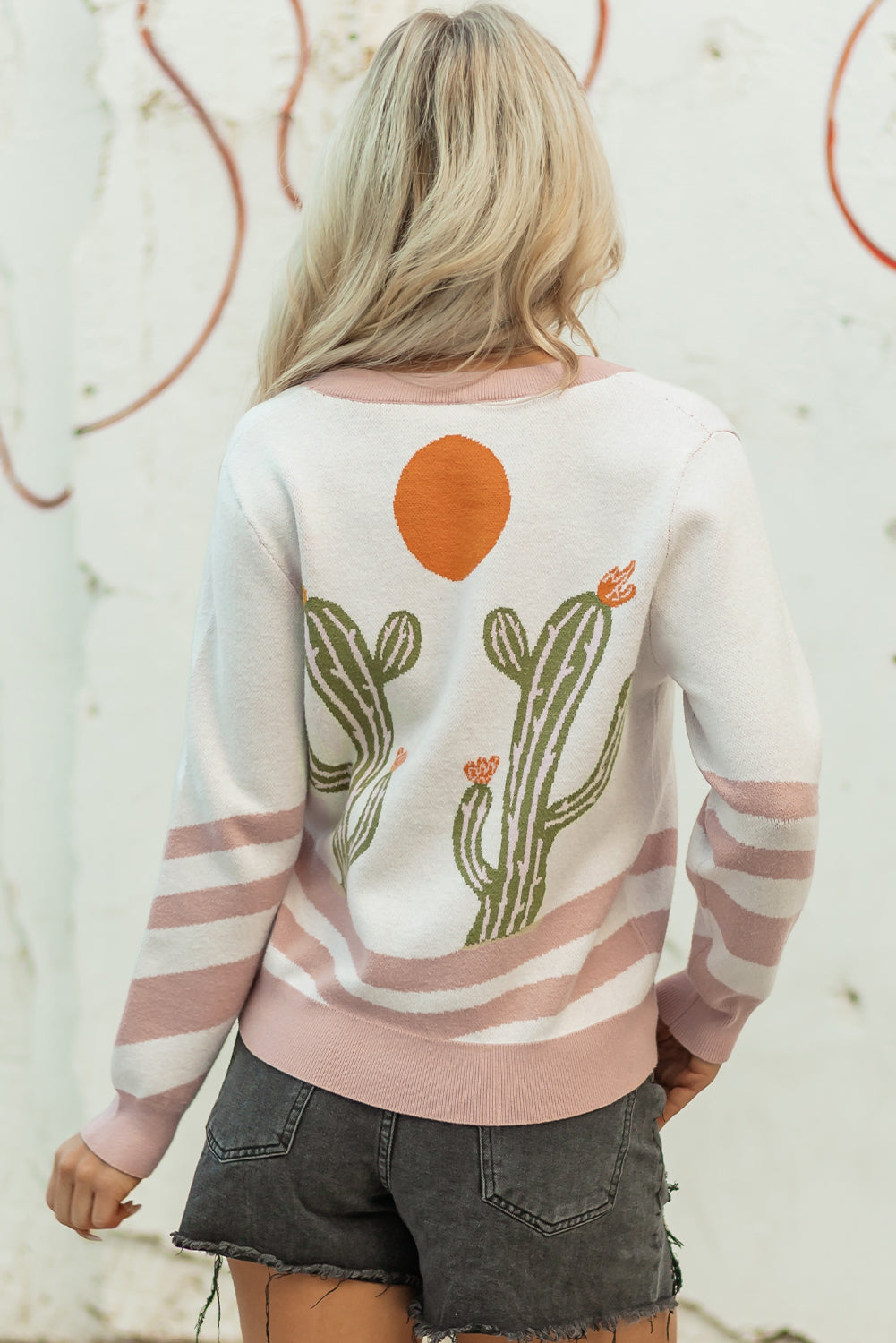 Paulina Desert Cactus Front Sweater