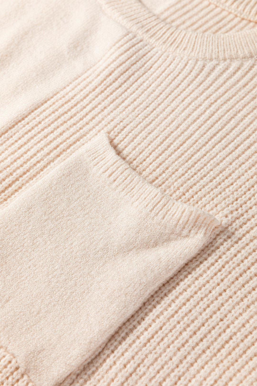 Jet Stream Solid Color Mixed Knits Patch Pocket Short Sleeve Sweater