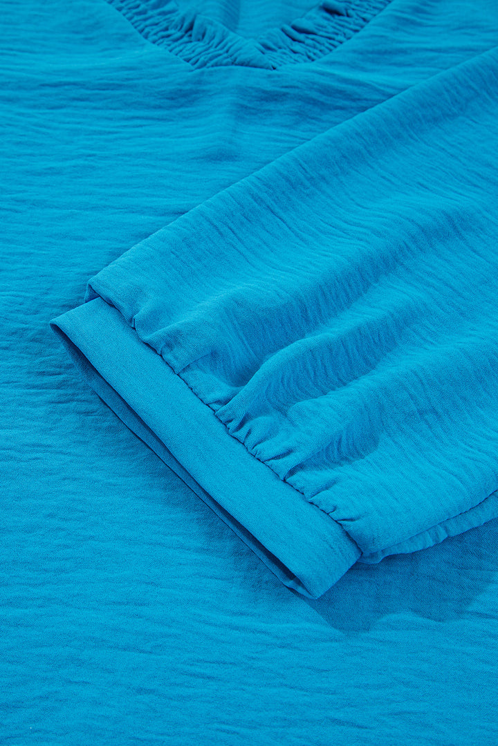 Clara V Neckline Crinkled Blouse