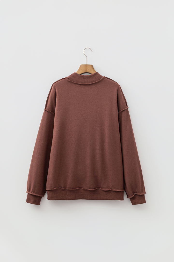 Carrot Oversize Drop Shoulder Reversible Mock Neck Sweatshirt