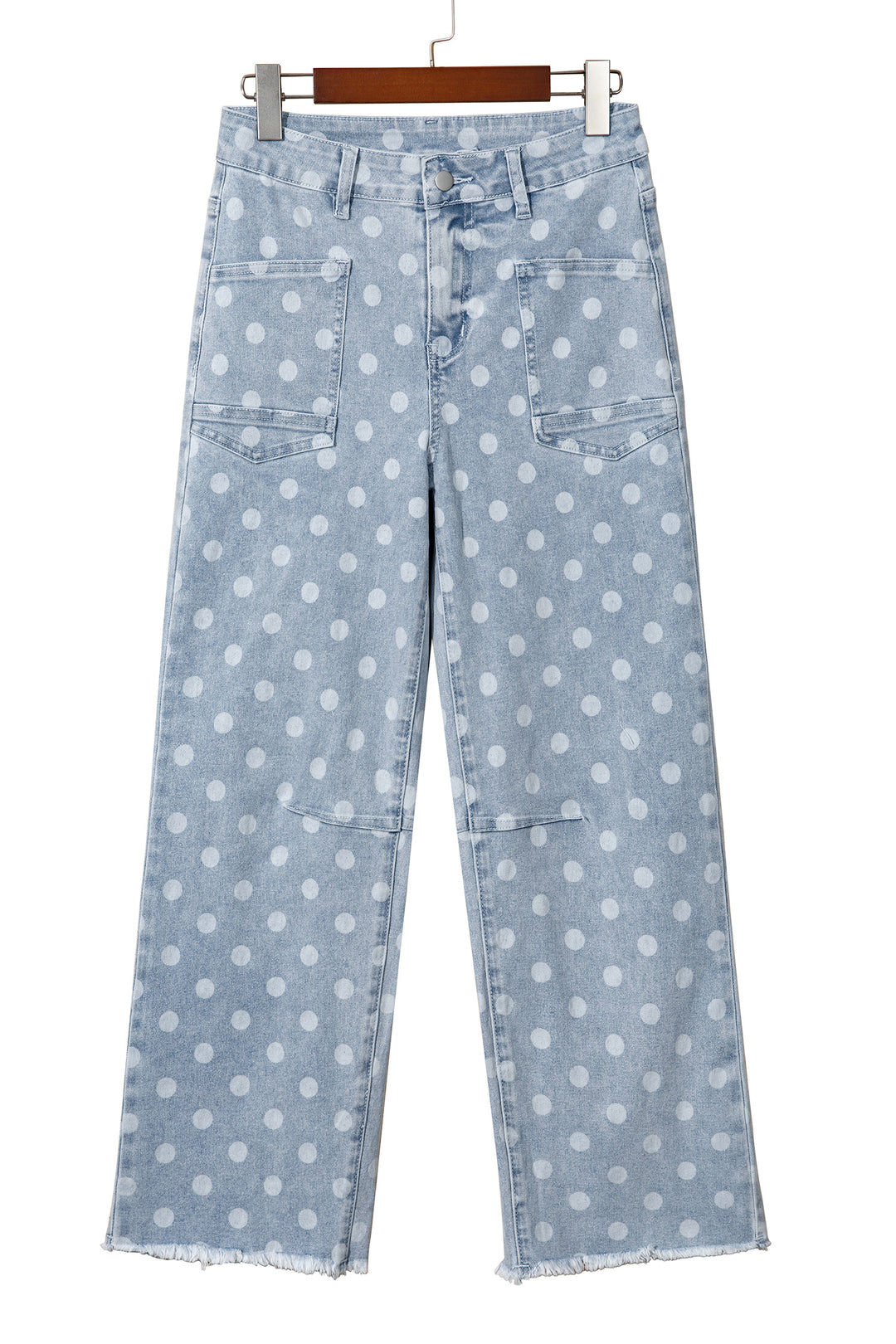 Sky Blue Polka Dot Casual Slim Fit Jeans