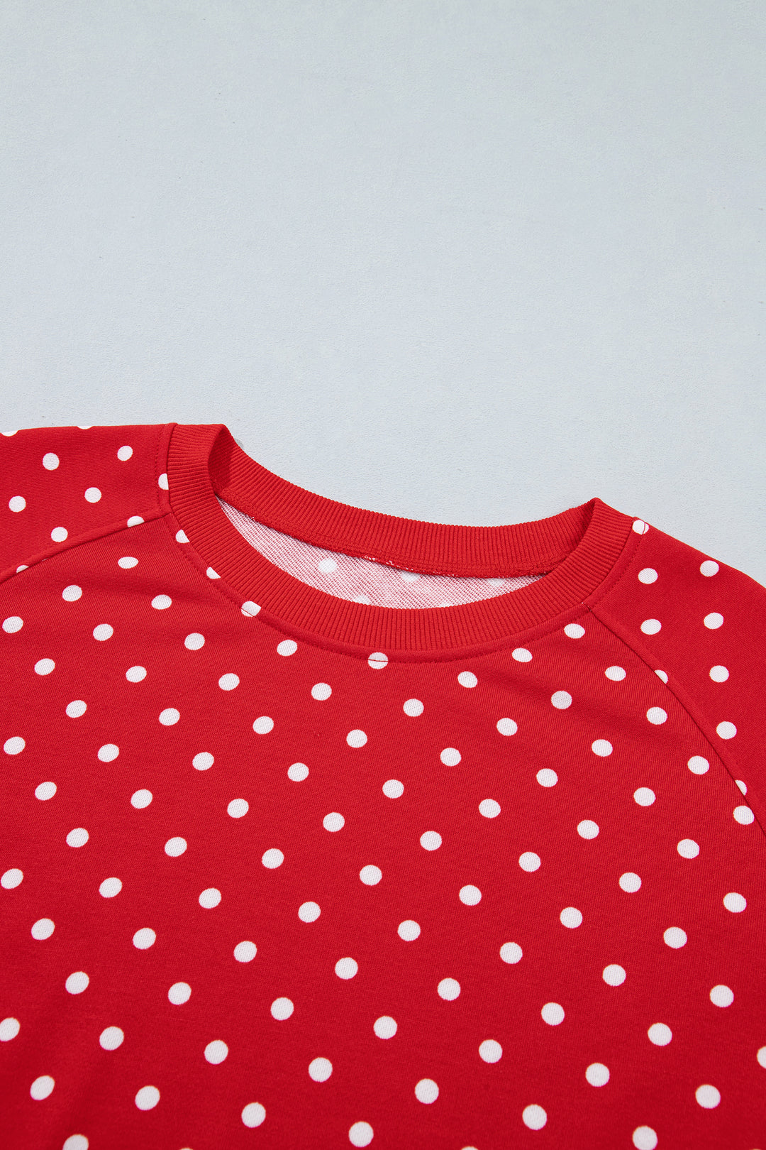 Red Polka Dot Drawstring Wide Leg Long Sleeve Top Pant Set