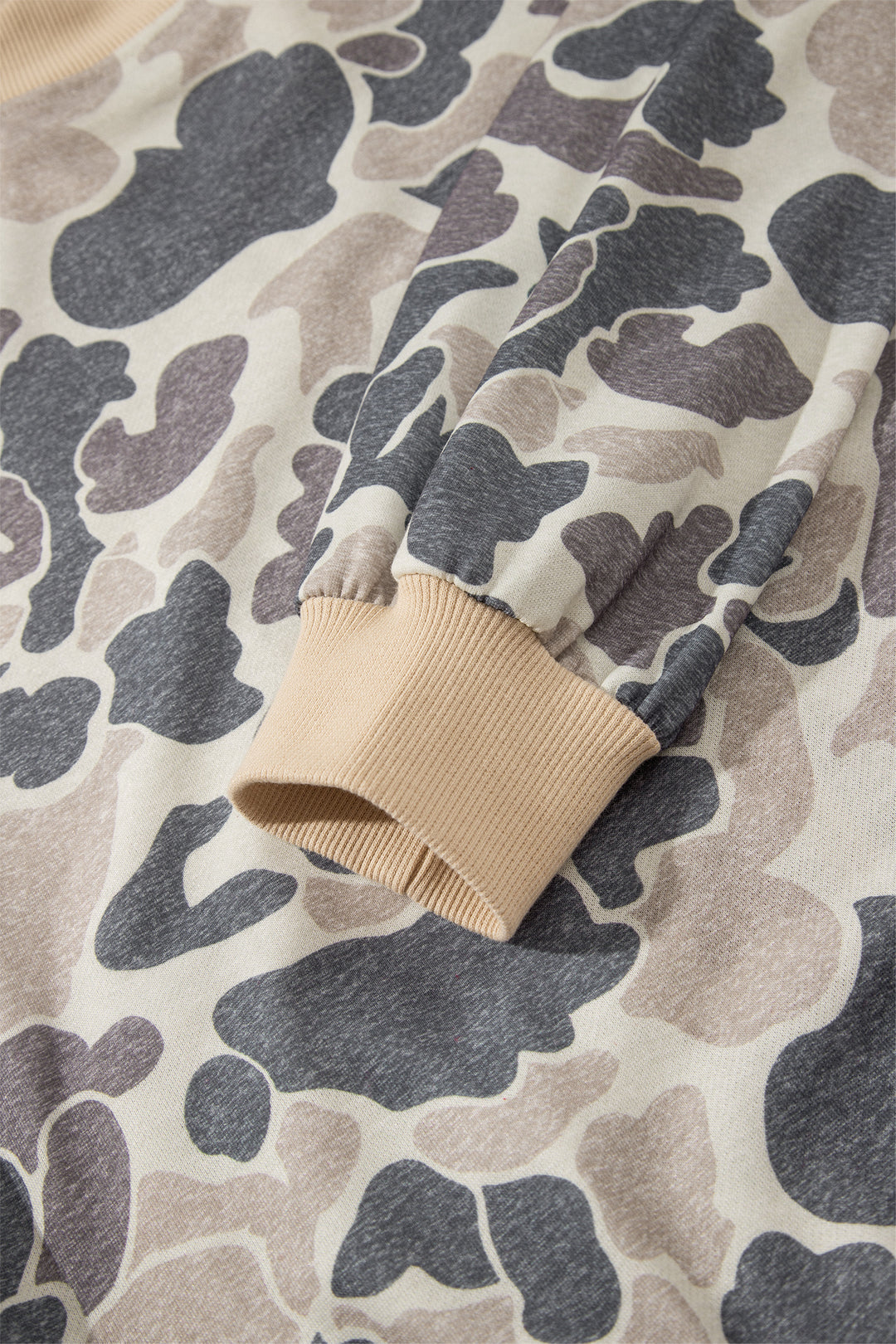 Multicolour Camouflage Print Color Block Trim Zip Bomber Sweatshirt