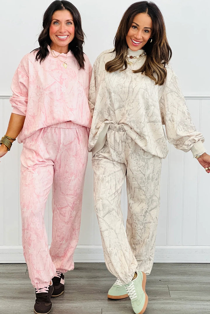 Pink Camo Print Jogger Pants Set