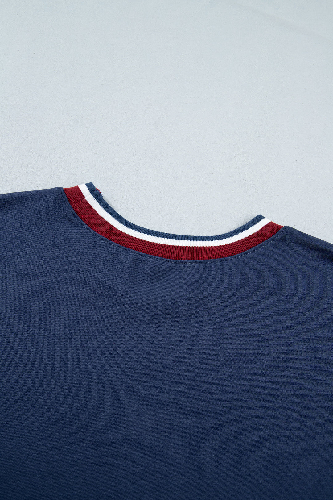 Sail Blue Patchwork Round Neck Long Sleeve Sweatshirt