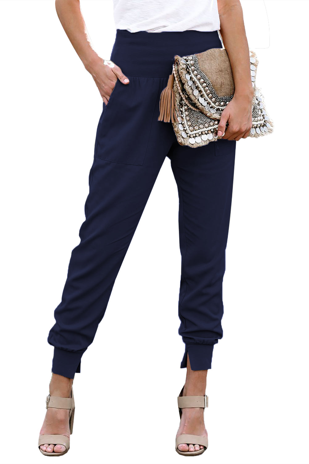 Blue Pocketed Casual Joggers