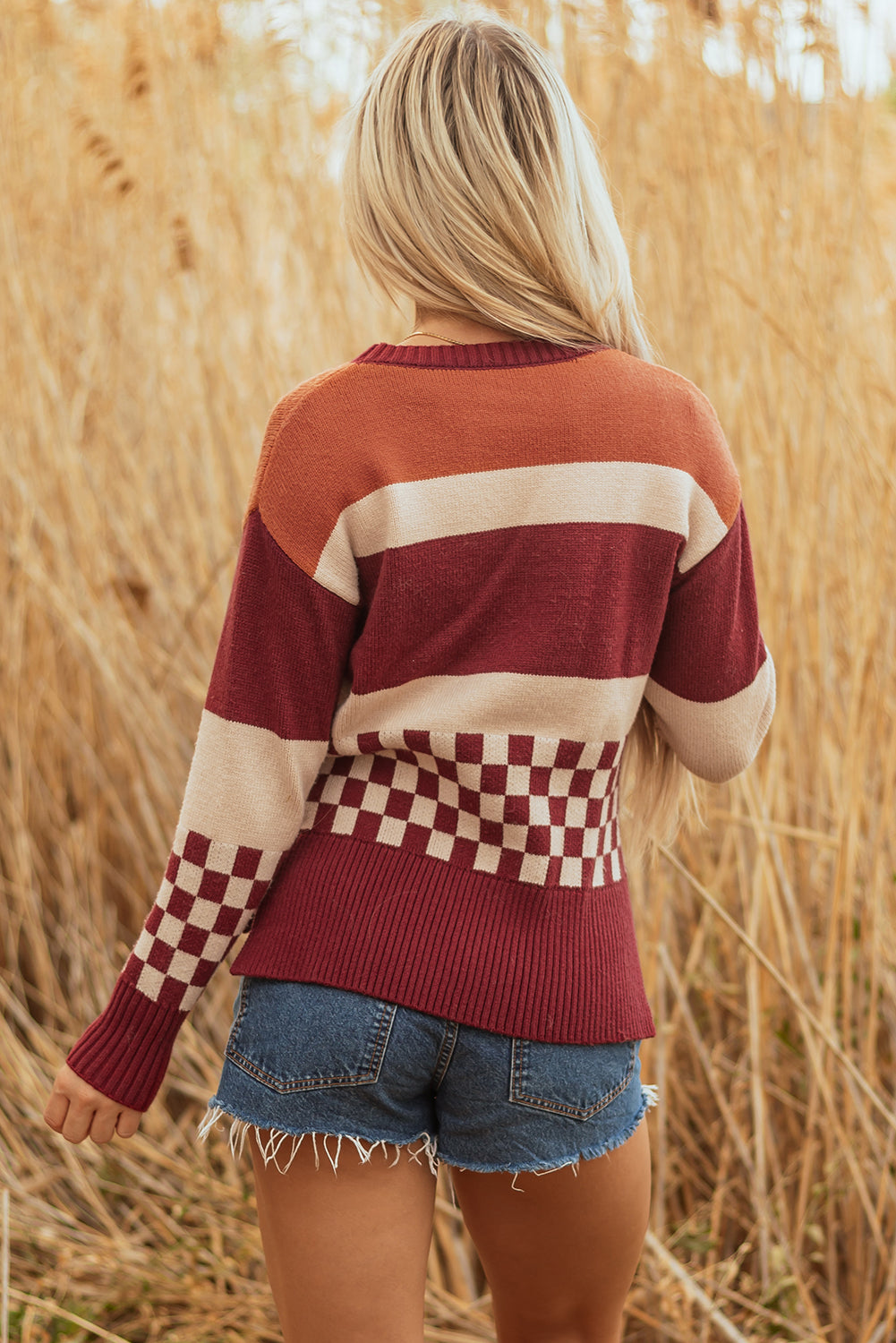 Noelle Checkered Knitted Sweater