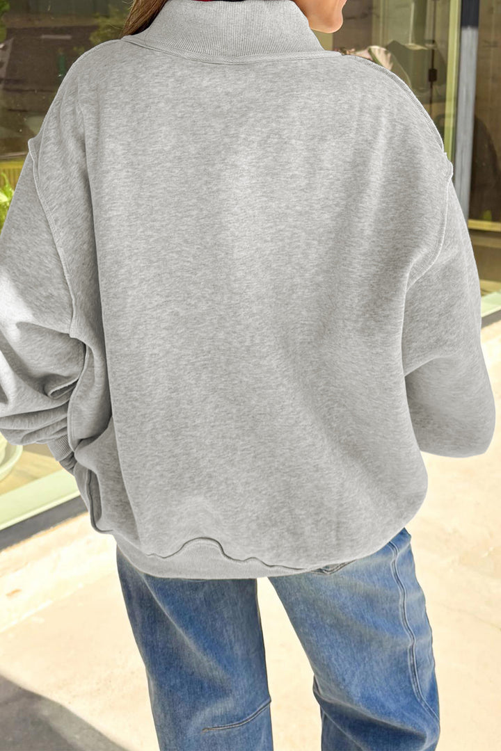 Light Grey FOOTBALL GAMEDAY Double Side Printed High Neck Reversible Sweatshirt
