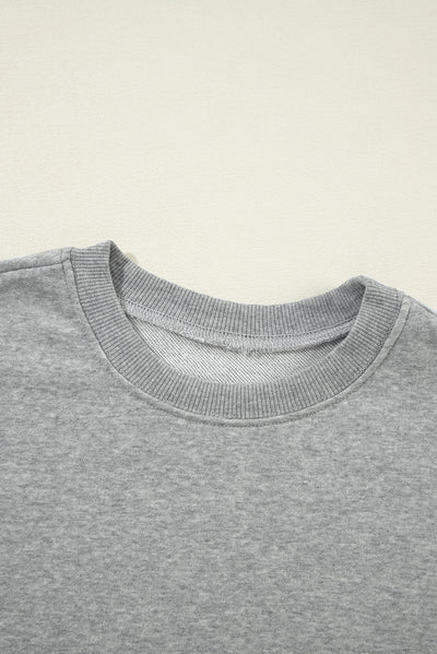 Gray Solid Classic Crewneck Pullover Sweatshirt