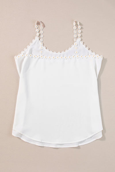 White Daisy Flower Straps Tank Top