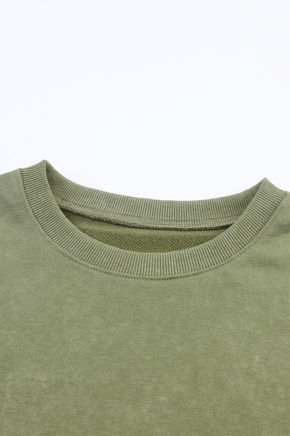 Green Drop Shoulder Ribbed Trim Oversized Sweatshirt