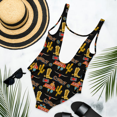 Yeehaw All Cowboy One Piece Swim Suit