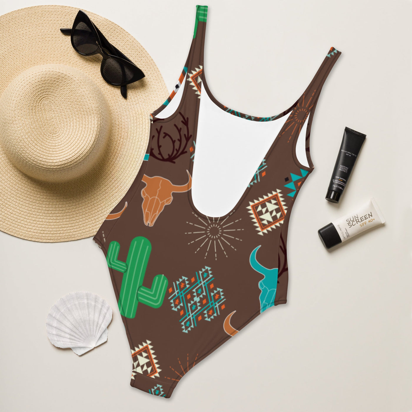 Yeehaw Bullhead Cactus One-Piece Swimsuit