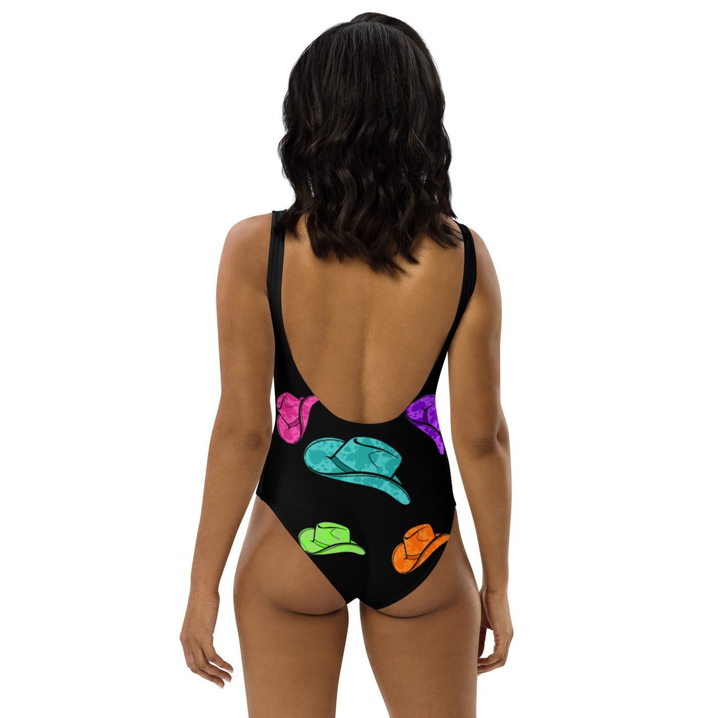 Yeehaw All Neon Hat One-Piece Swimsuit