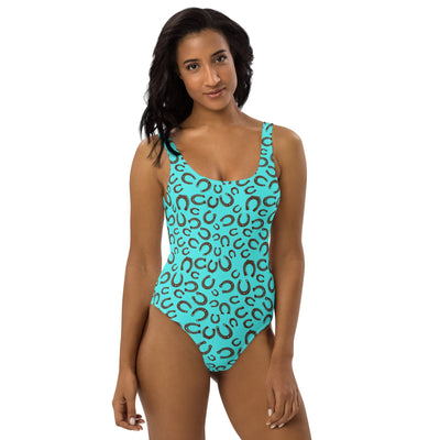 Yeehaw Turquoise Horseshoe One-Piece Swimsuit