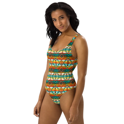 Yeehaw Mustard Aztec One-Piece Swimsuit