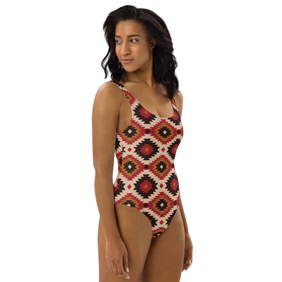 Yeehaw Rust Aztec One-Piece Swimsuit