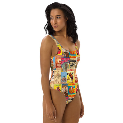 Yeehaw Vintage Rodeo Poster One-Piece Swimsuit