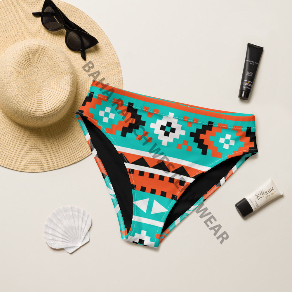 Yeehaw Turquoise Orange Aztec Bikini Bottom