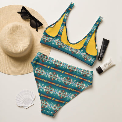 Yeehaw Teal Aztec Blanket Print Bikini