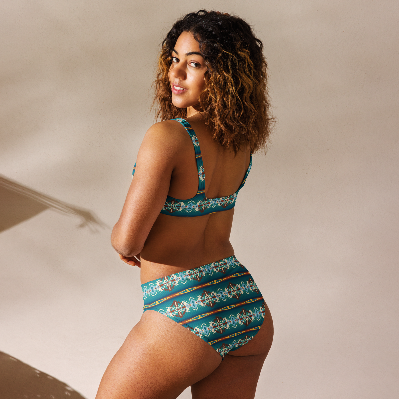 Yeehaw Teal Aztec Blanket Print Bikini