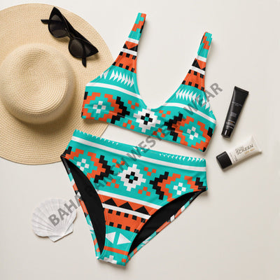 Yeehaw Turquoise Orange Aztec Bikini