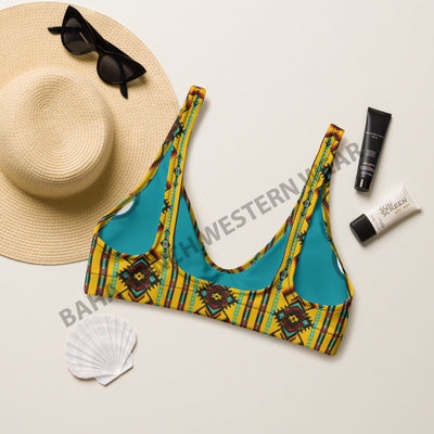 Yeehaw Mustard Aztec Bikini Top