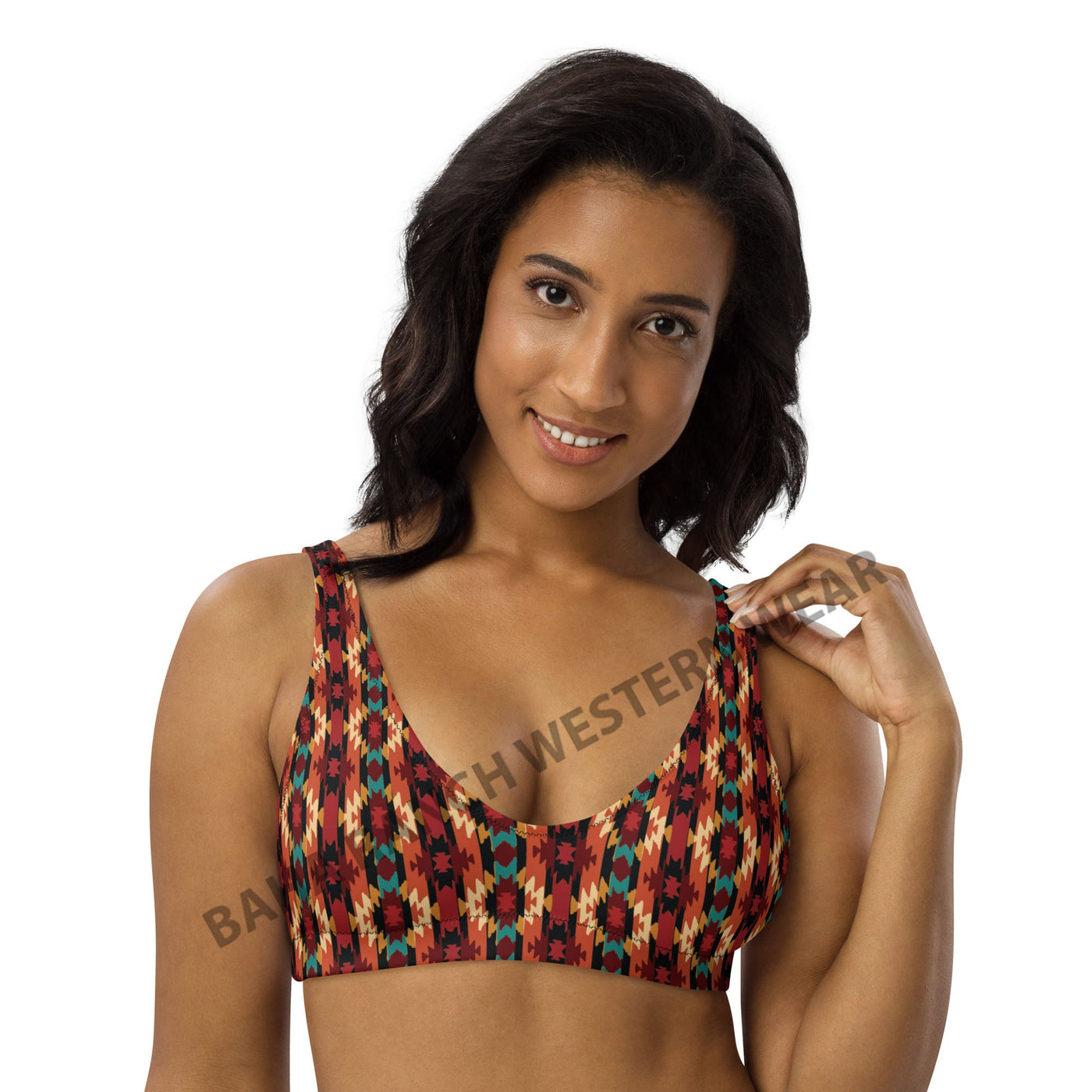 Yeehaw Rust Aztec Bikini Top