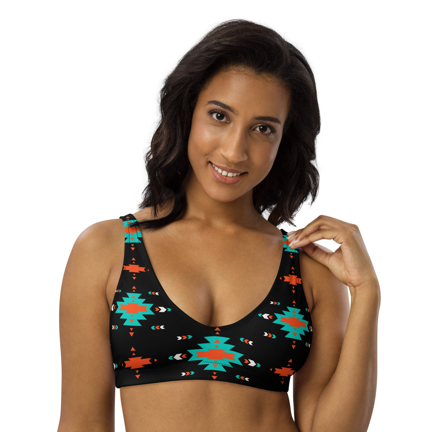 Yeehaw Turquoise & Orange Aztec Bikini Top