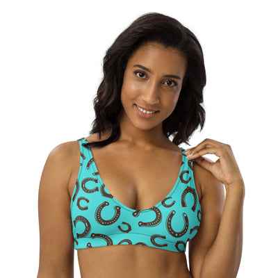 Yeehaw Turquoise Horseshoe Bikini Top