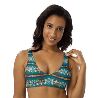 Yeehaw Teal Aztec Blanket Print Bikini Top