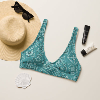 Yeehaw Turquoise Bandana Bikini Top