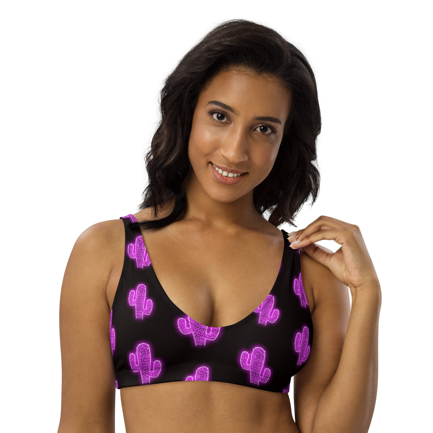 Yeehaw Purple Neon Cactus Bikini Top