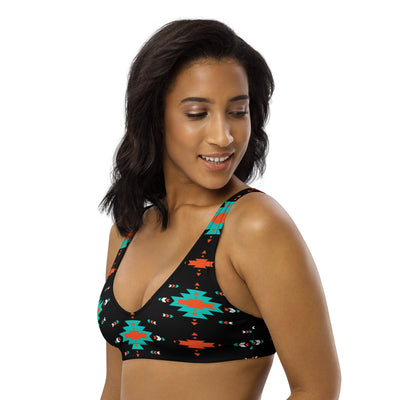 Yeehaw Turquoise & Orange Aztec Bikini Top