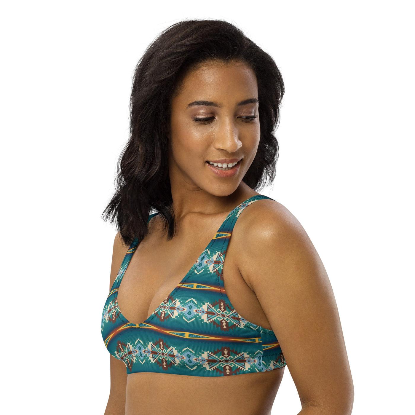 Yeehaw Teal Aztec Blanket Print Bikini Top