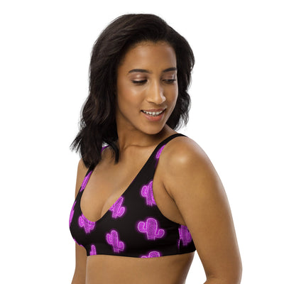 Yeehaw Purple Neon Cactus Bikini Top