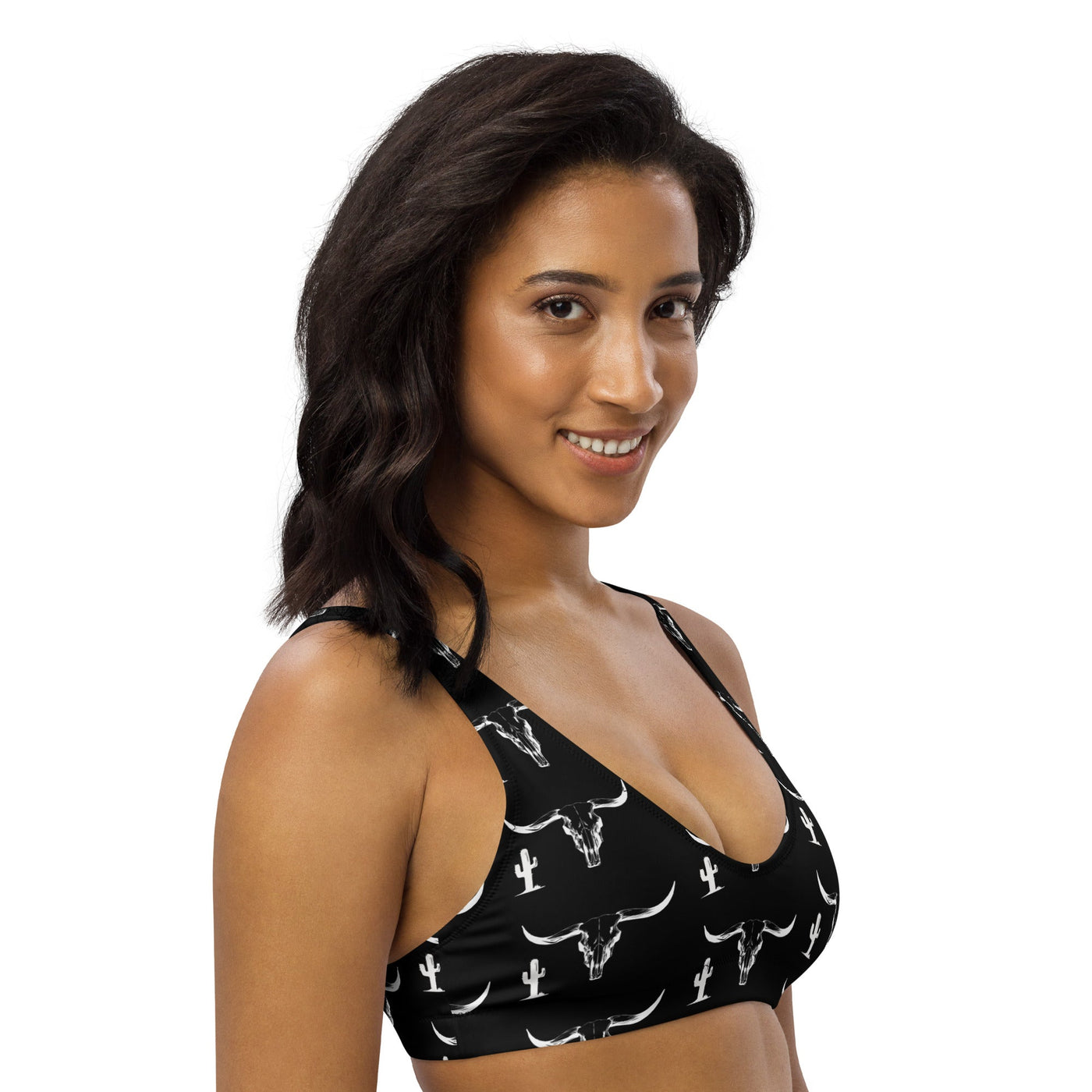 Yeehaw White Bullhead Cactus Bikini Top