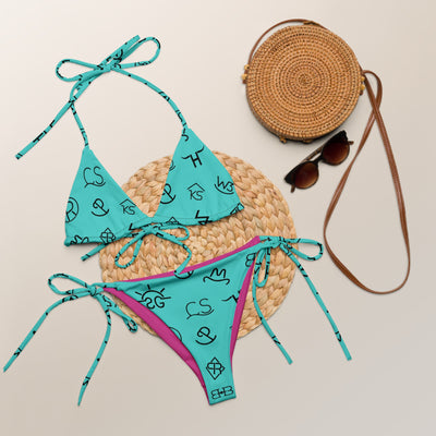 Yeehaw Turquoise Cattle Brands String Bikini