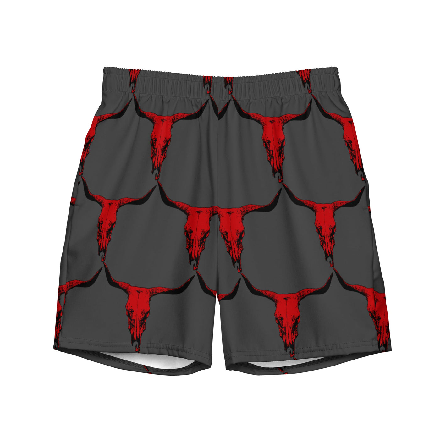 Yeehaw Red Bull Skull Men's Swim Trunks